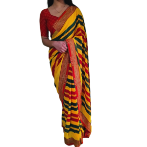 synthetic saree for hldi ceremony