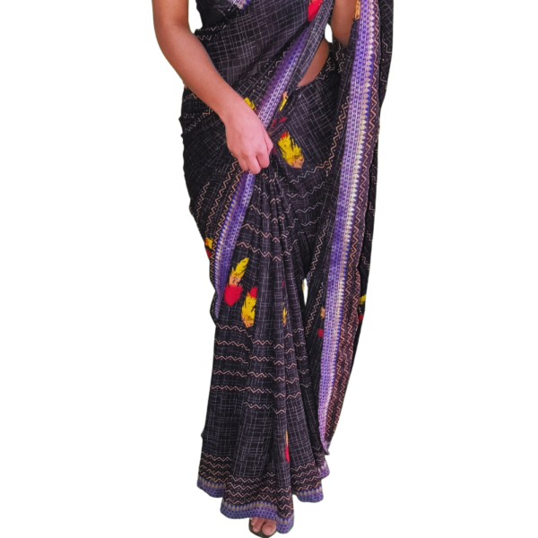 Supriya Black Saree Set with Blouse | Perfectly crafted for modern women - Image 4